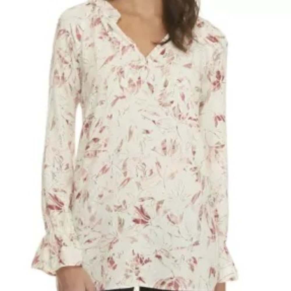 KAARI Blue Long Sleeve Ruffle Tunic NWT